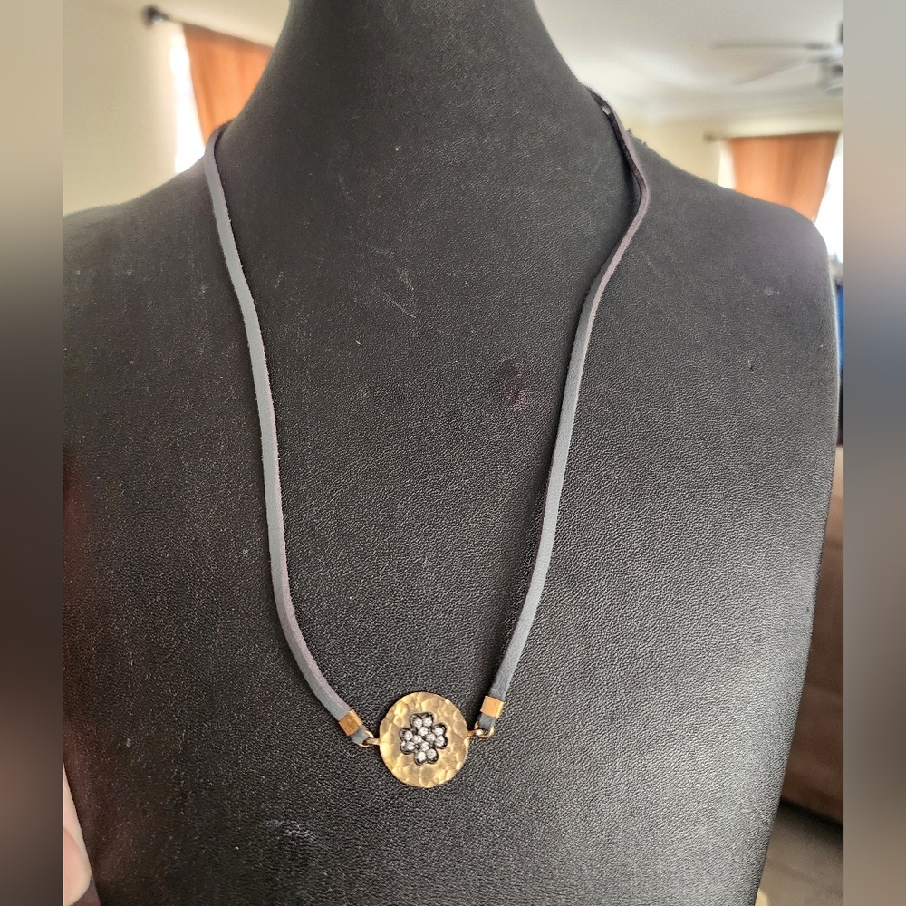 925 sterling silver gold plated adjustable leather necklace